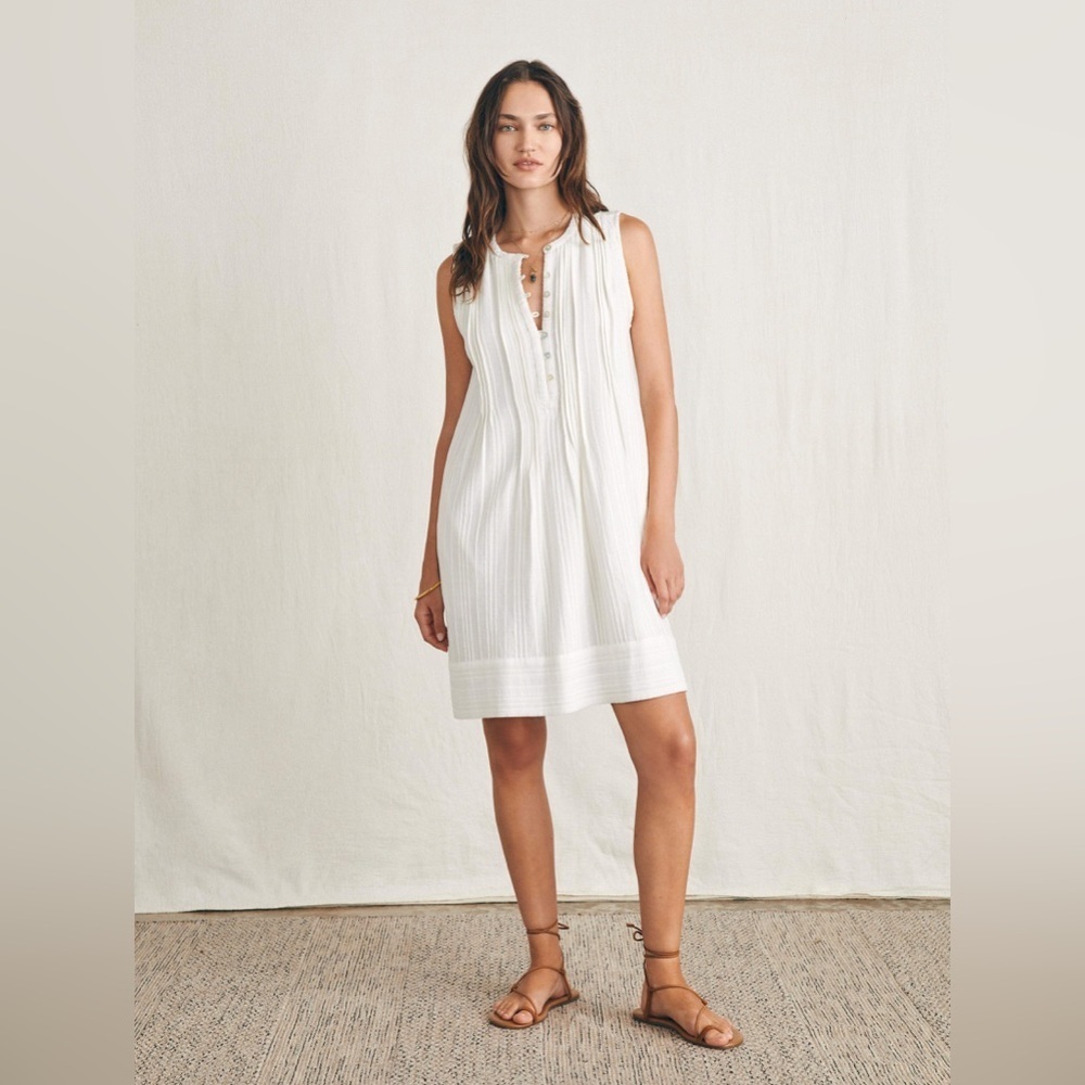 Faherty Isha Dress 100% Organic Cotton Sz S White